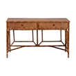 bali & pari Basile Marbled Tortoise Natural Rattan Desk 2-Drawer Writing Desk