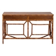 bali & pari Basile Marbled Tortoise Natural Rattan Desk 2-Drawer Writing Desk