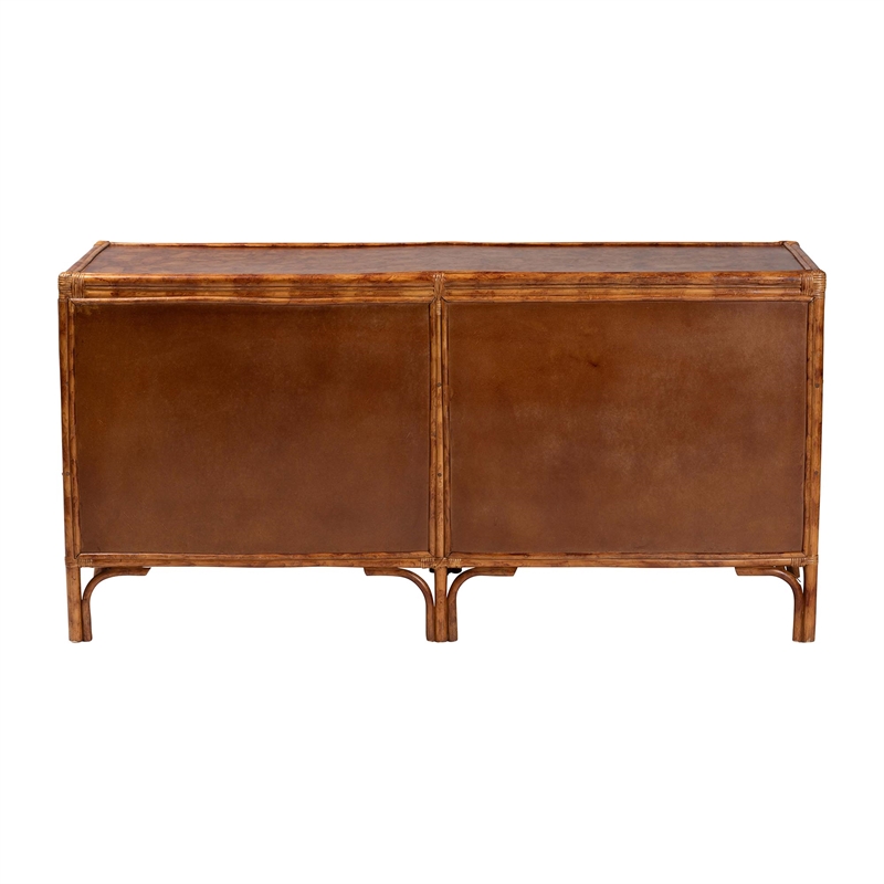 bali & pari Basile Natural Rattan Dresser 6-Drawer Horizontal Storage Cabinet