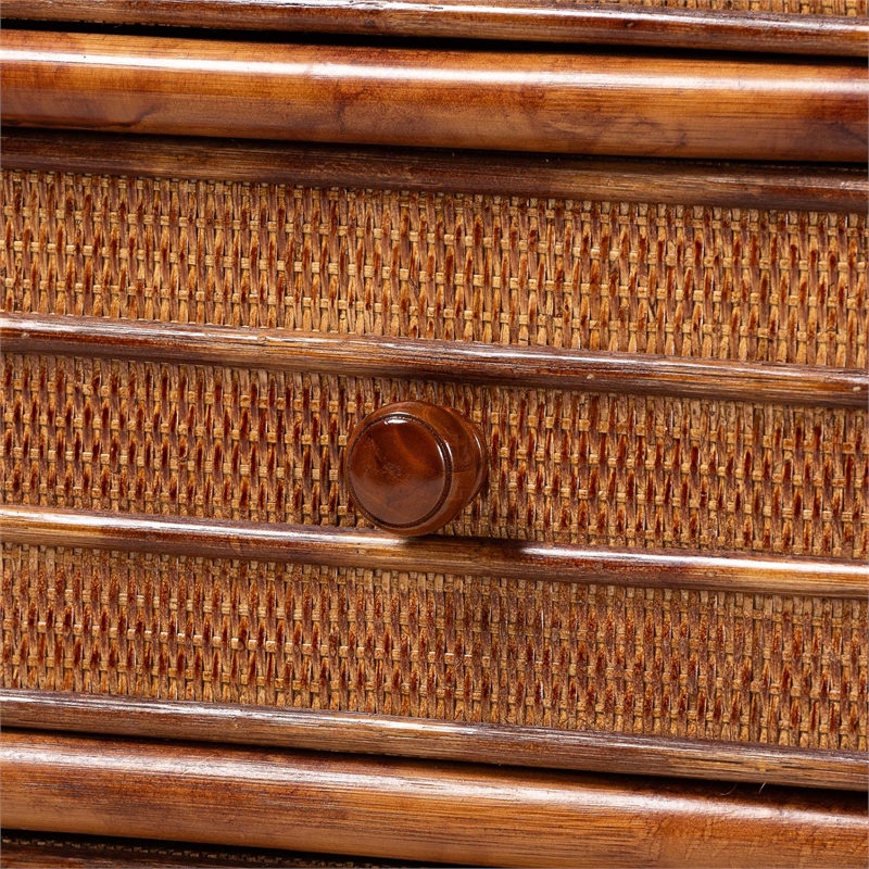 bali & pari Basile Natural Rattan Dresser 6-Drawer Horizontal Storage Cabinet