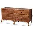 bali & pari Basile Natural Rattan Dresser 6-Drawer Horizontal Storage Cabinet