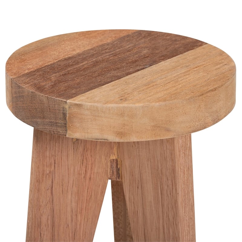 bali & pari Sayen Acacia Wood Multipurpose Accent Stool Sculptural End Table