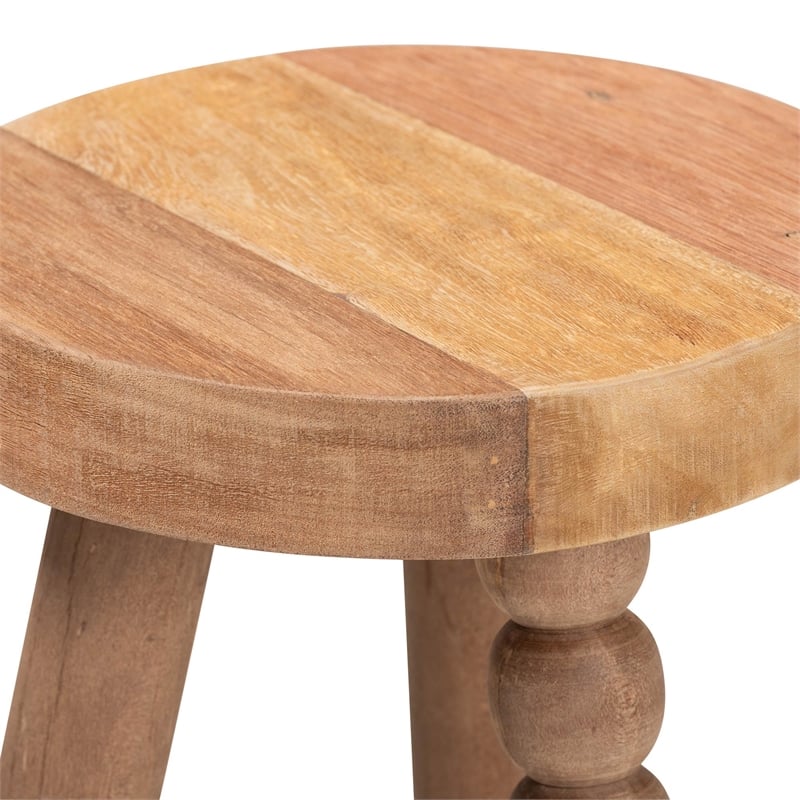 bali & pari Sihu Acacia Wood Multipurpose Accent Stool Sculptural End Table