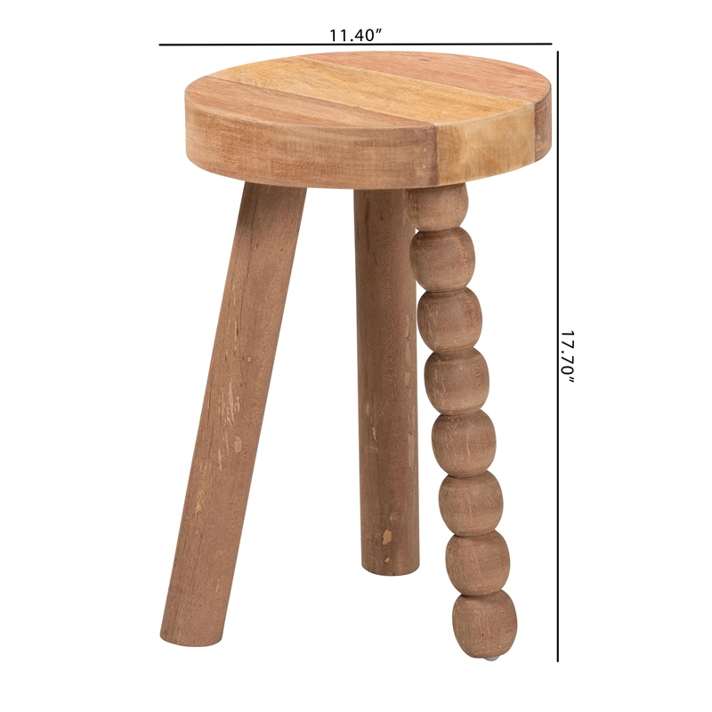 bali & pari Sihu Acacia Wood Multipurpose Accent Stool Sculptural End Table