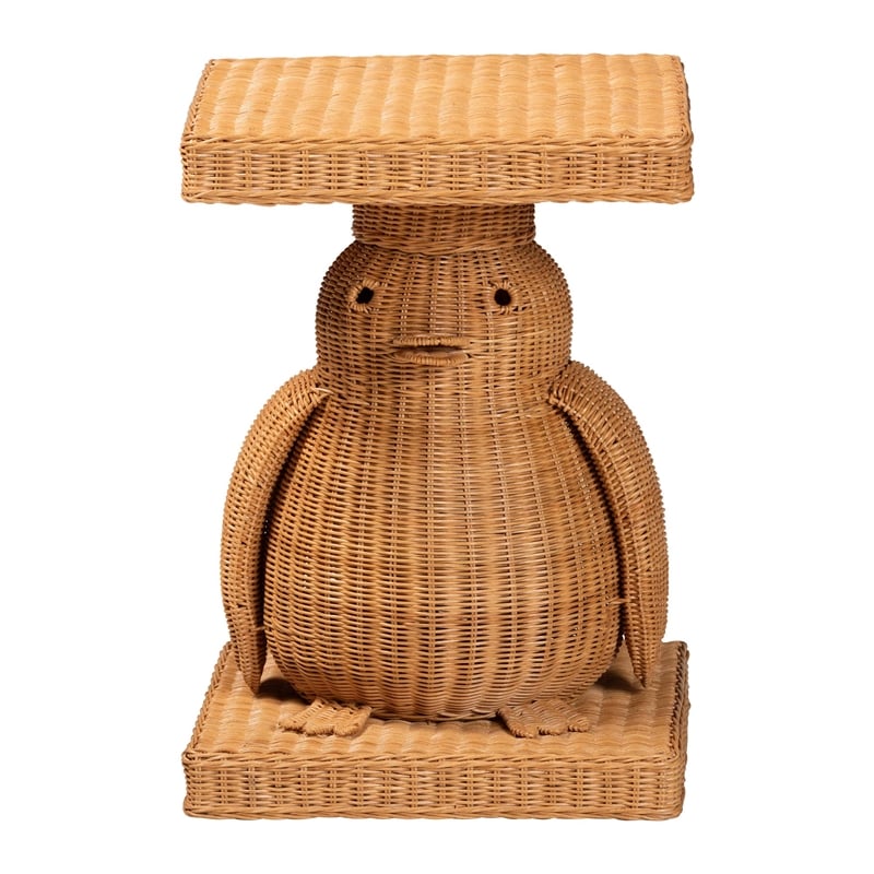 bali & pari Pembroke Penguin End Table Rattan Sculptural Accent Side Table