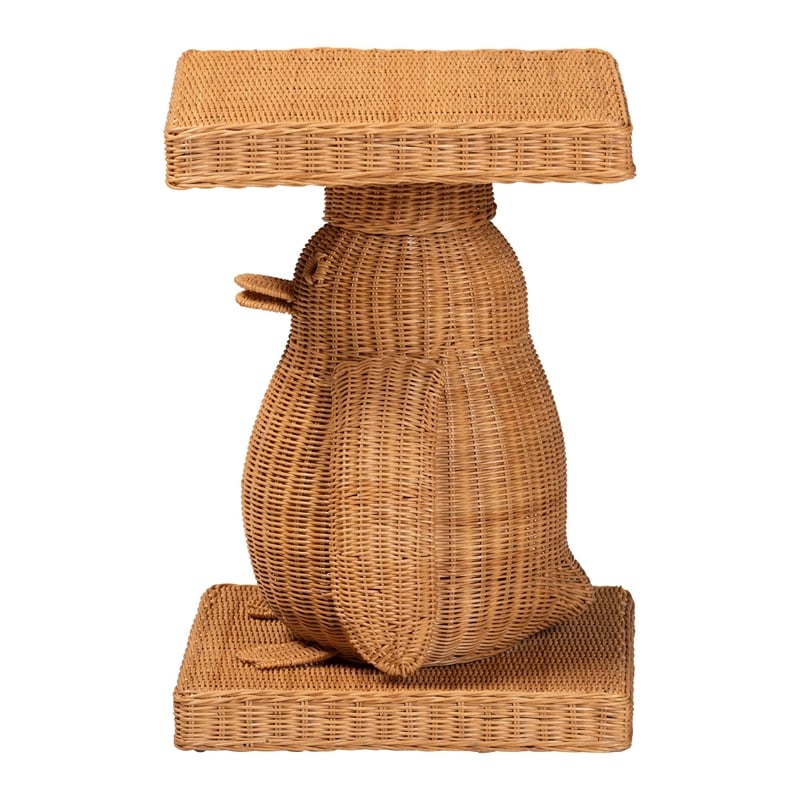 bali & pari Pembroke Penguin End Table Rattan Sculptural Accent Side Table