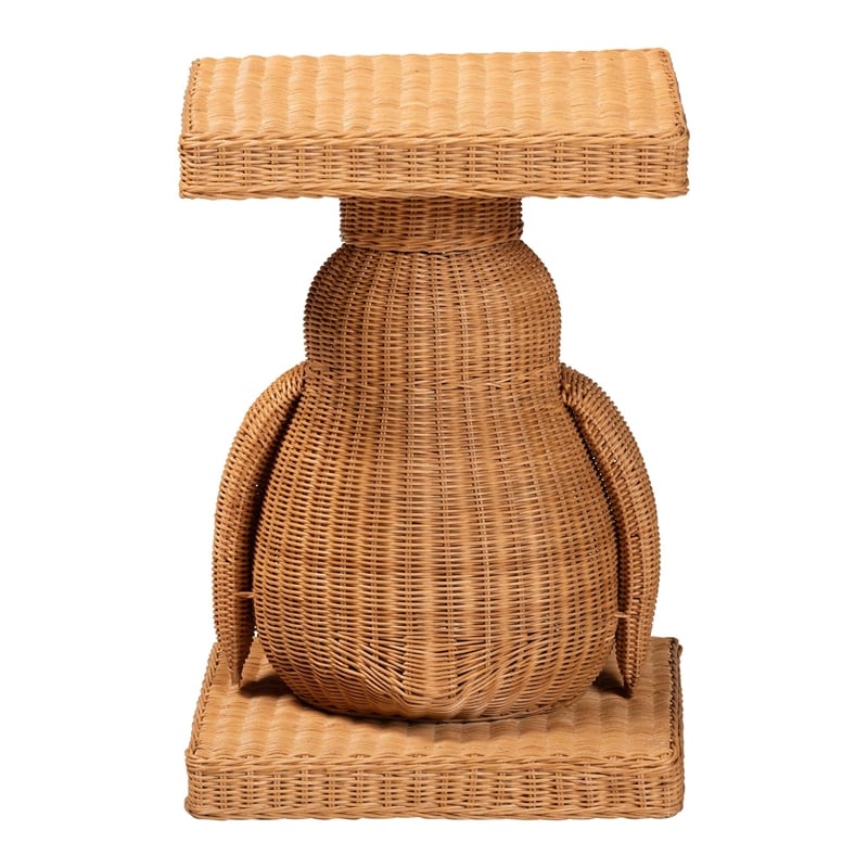 bali & pari Pembroke Penguin End Table Rattan Sculptural Accent Side Table