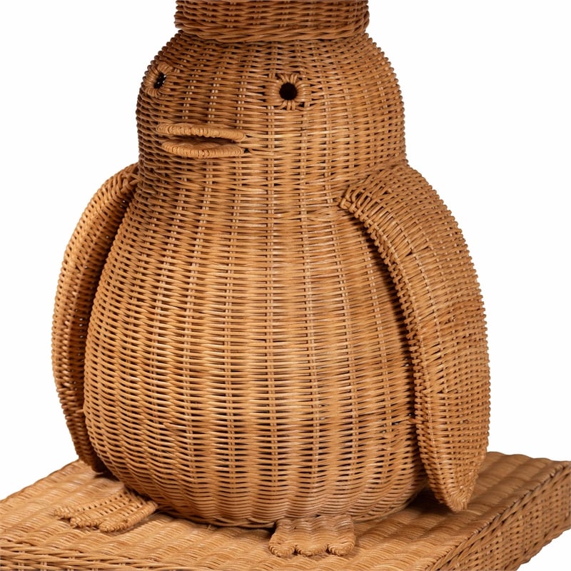 bali & pari Pembroke Penguin End Table Rattan Sculptural Accent Side Table