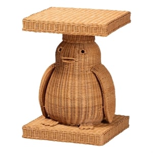 bali & pari Pembroke Penguin End Table Rattan Sculptural Accent Side Table