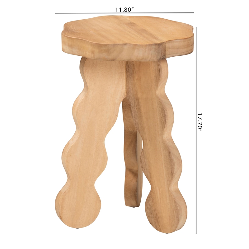 bali & pari Sino Acacia Wood Multipurpose Accent Stool Sculptural End Table