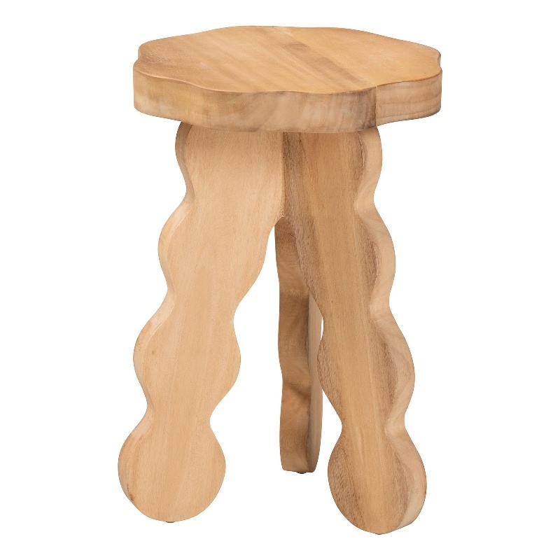 bali & pari Sino Acacia Wood Multipurpose Accent Stool Sculptural End Table