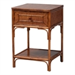 bali & pari Basile Marbled Tortoise Natural Rattan End Table Accent Table