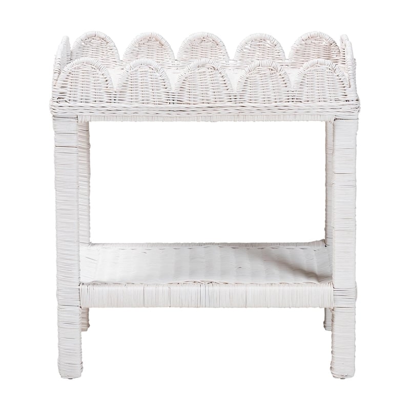 bali & pari Sumana Natural Rattan Side Table 2-Tier Accent End Table White