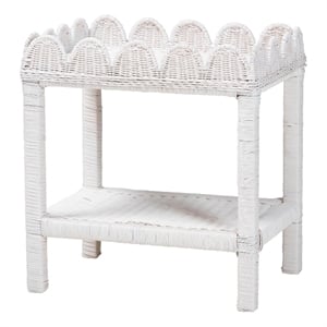 bali & pari Sumana Natural Rattan Side Table 2-Tier Accent End Table White