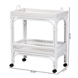 bali & pari Lombok Natural Rattan Wine Cart 2-Tier Mobile Bar Cart White