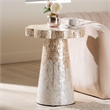 bali & pari Beile Capiz Shell Pedestal End Table Scalloped Accent Table