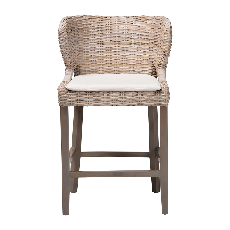 bali & pari Niesha Kubu Rattan Counter Stool with Cushion Accent Stool