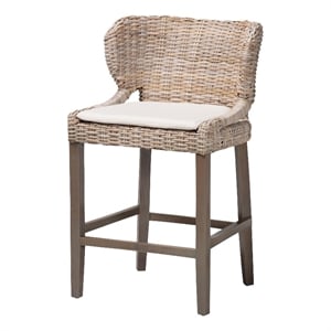 bali & pari Niesha Kubu Rattan Counter Stool with Cushion Accent Stool