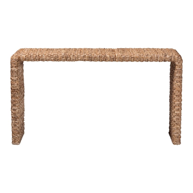 bali & pari Alda Handwoven Seagrass Console Table Wicker Waterfall Accent Table