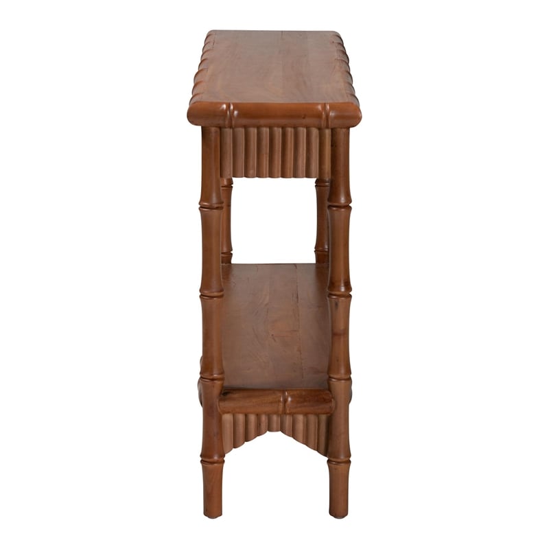bali & pari Alessa Mahogany Wood Console Table Fluted Wood Accent Table 54 in