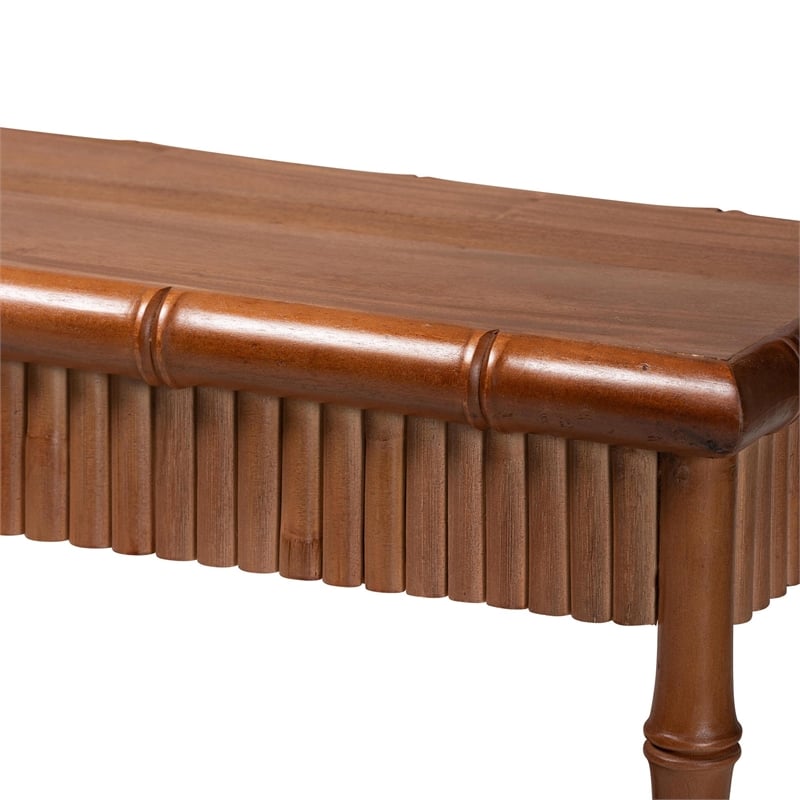 bali & pari Alessa Mahogany Wood Console Table Fluted Wood Accent Table 54 in