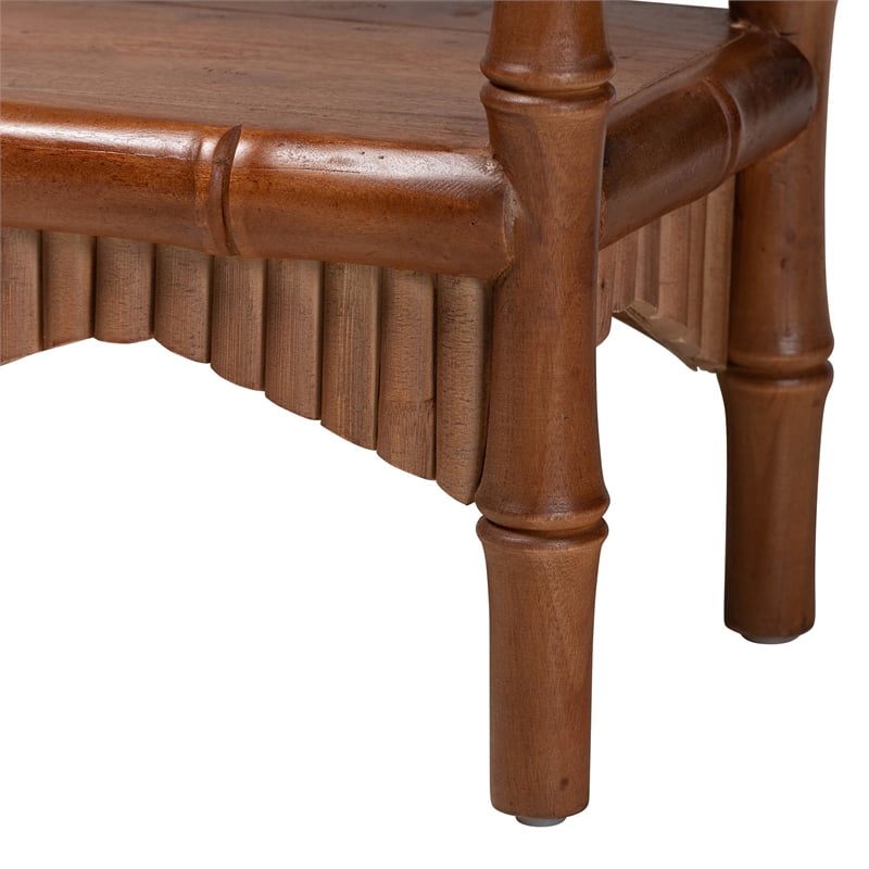 bali & pari Alessa Mahogany Wood Console Table Fluted Wood Accent Table 54 in