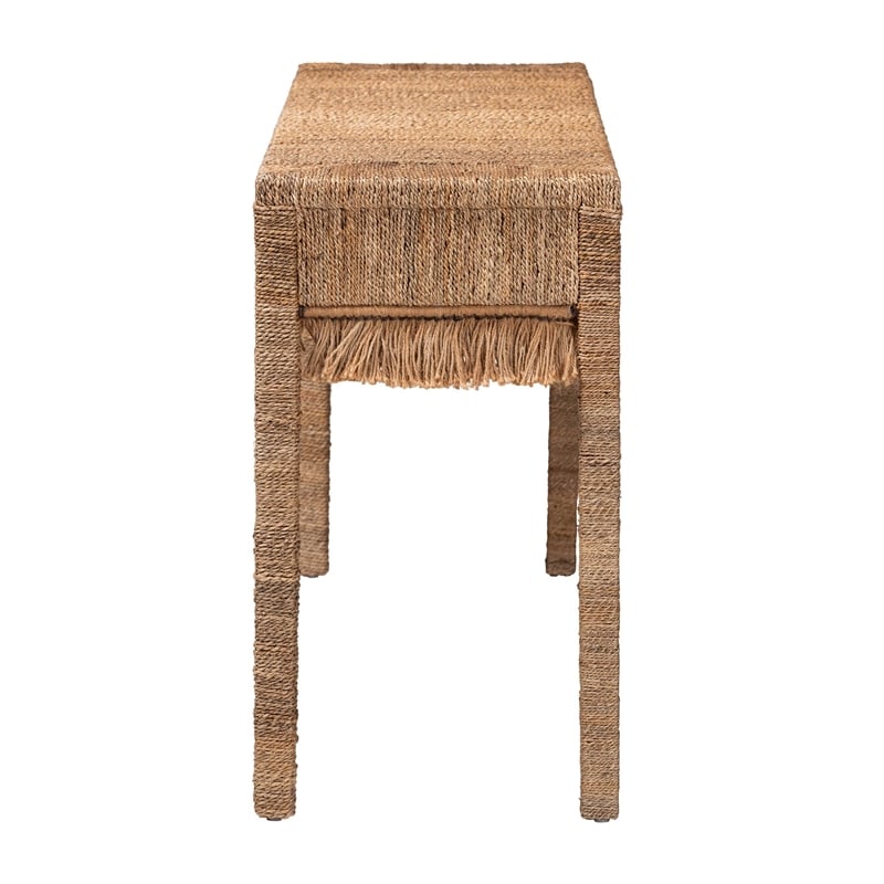 bali & pari Fiona Handwoven Seagrass Console Table Coastal Boho Accent Table