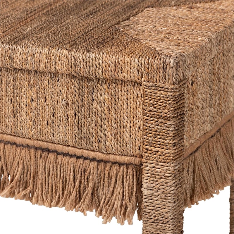 bali & pari Fiona Handwoven Seagrass Console Table Coastal Boho Accent Table