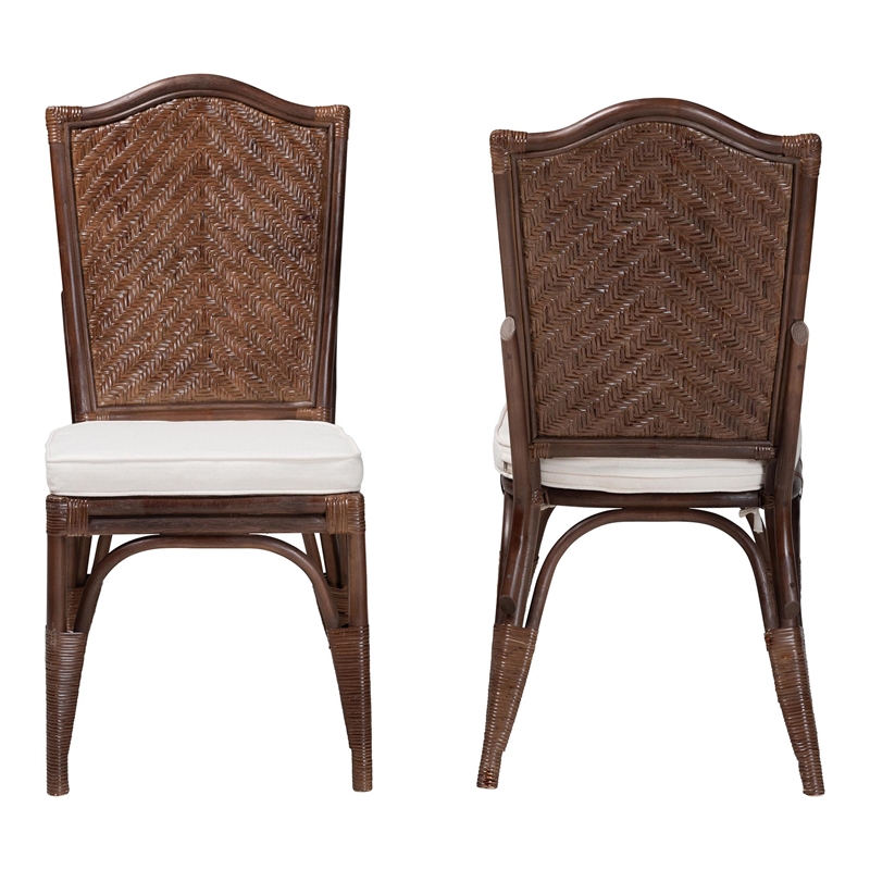 bali & pari Mahdis Natural Rattan 2-Piece Dining Chair Set with Cushion