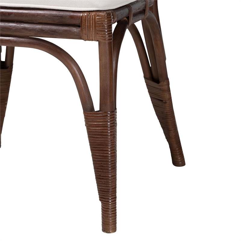 bali & pari Mahdis Natural Rattan 2-Piece Dining Chair Set with Cushion