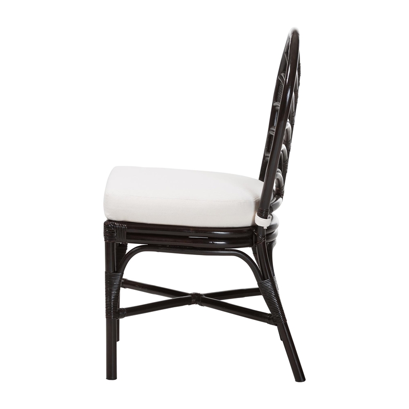 bali & pari Niven Natural Rattan Dining Chair with Cushion Accent Chair