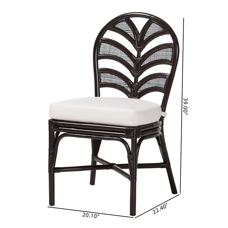 bali & pari Niven Natural Rattan Dining Chair with Cushion Accent Chair