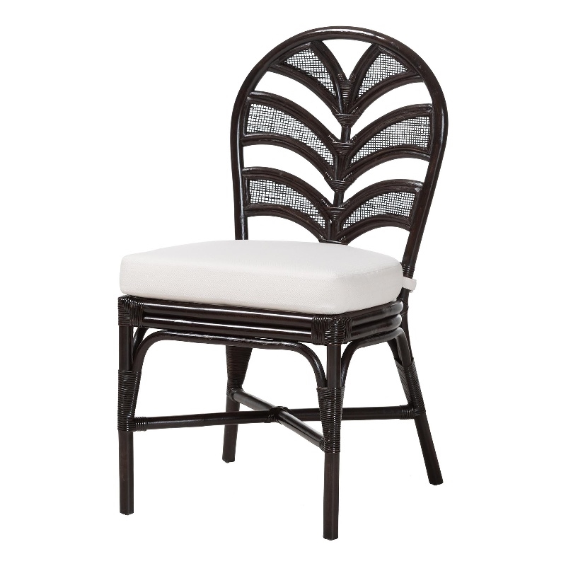 bali & pari Niven Natural Rattan Dining Chair with Cushion Accent Chair