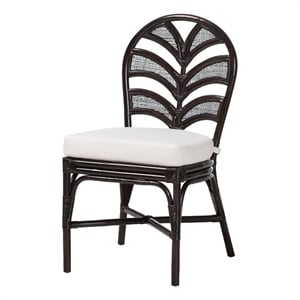 bali & pari Niven Natural Rattan Dining Chair with Cushion Accent Chair