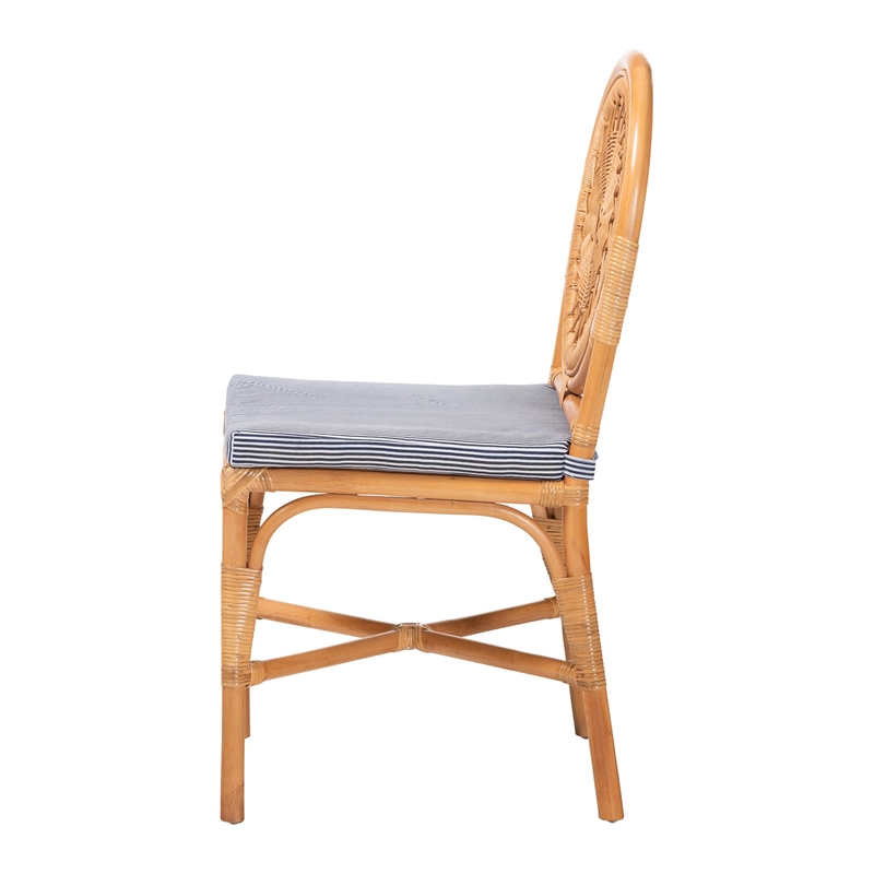 bali & pari Oberon Natural Rattan Dining Chair with Cushion Accent Seating