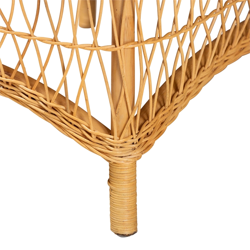 bali & pari Bruno Natural Rattan Chaise Lounge Chair with Cushion