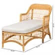 bali & pari Bruno Natural Rattan Chaise Lounge Chair with Cushion