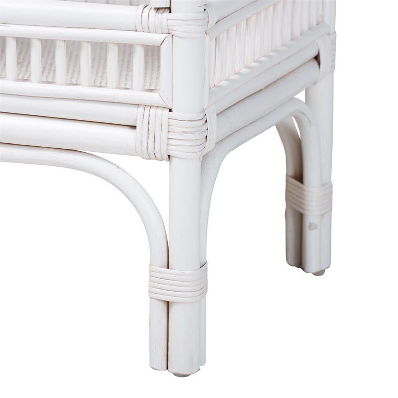 bali & pari Lombok Natural Rattan Console Table 2-Tier Accent Table White
