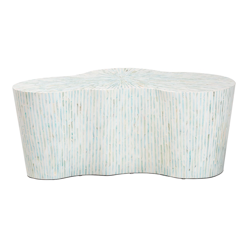bali & pari Fiorella Capiz Shell Coffee Table Irregular Shape Accent Table