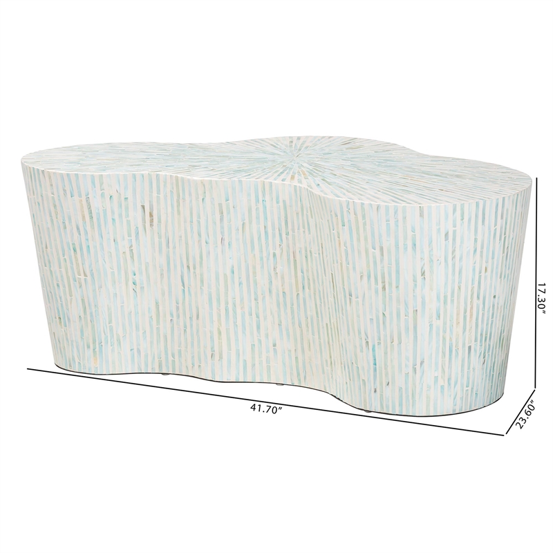 bali & pari Fiorella Capiz Shell Coffee Table Irregular Shape Accent Table
