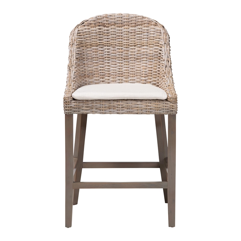 bali & pari Lara Kubu Rattan Counter Stool with Cushion Accent Stool