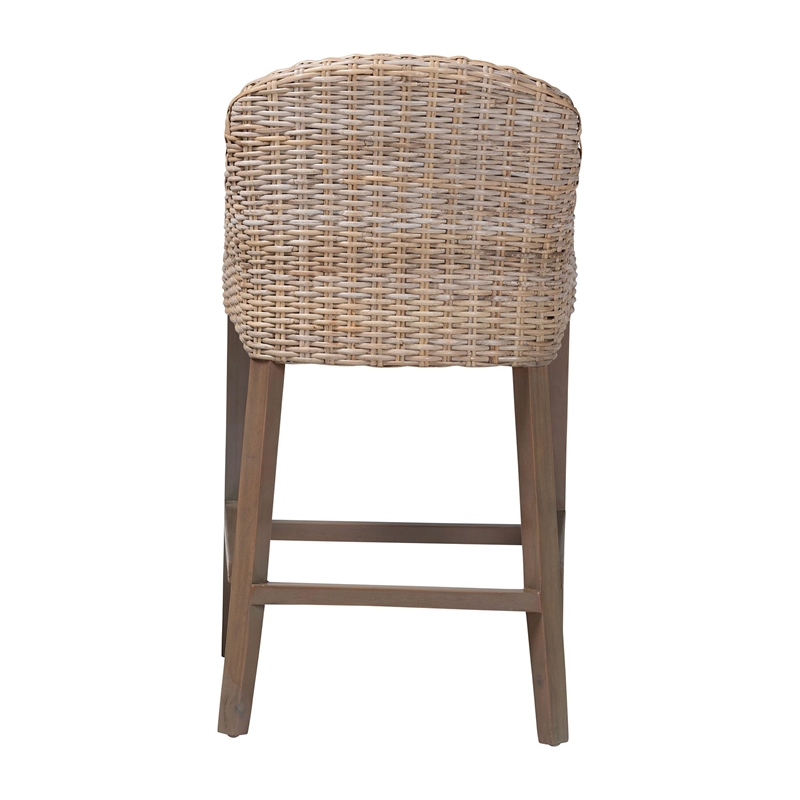 bali & pari Lara Kubu Rattan Counter Stool with Cushion Accent Stool