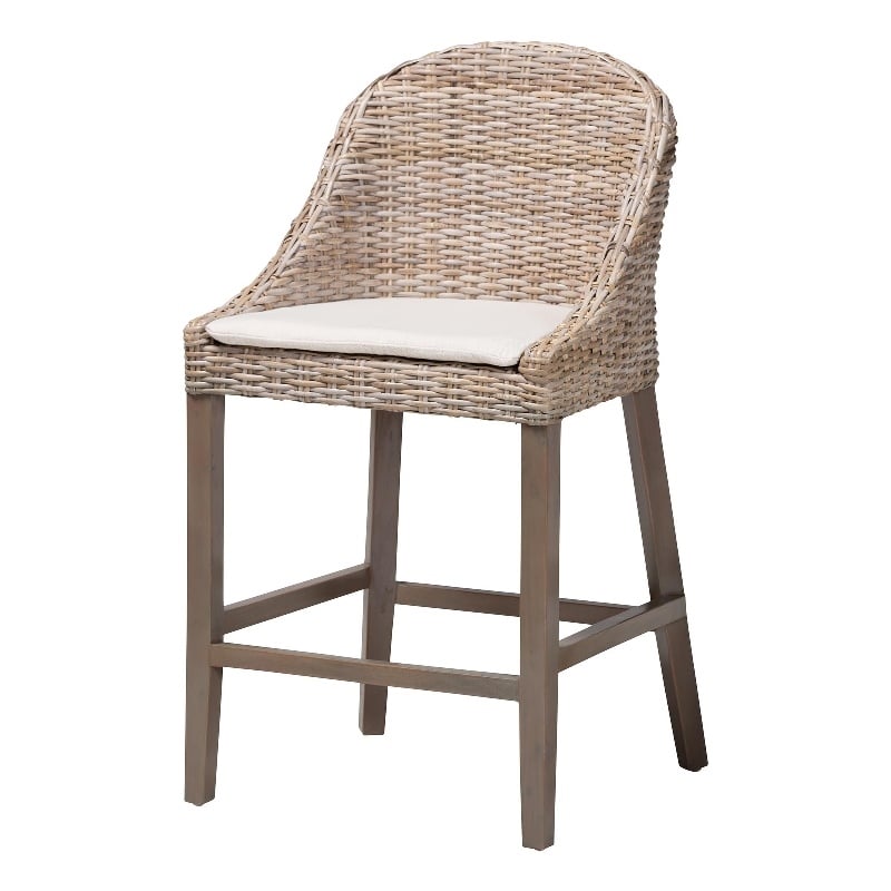 bali & pari Lara Kubu Rattan Counter Stool with Cushion Accent Stool