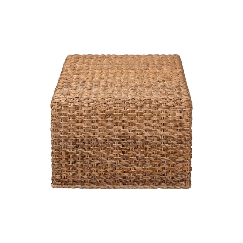 bali & pari Alda Handwoven Seagrass Coffee Table Wicker Waterfall Accent Table