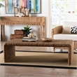 bali & pari Alda Handwoven Seagrass Coffee Table Wicker Waterfall Accent Table