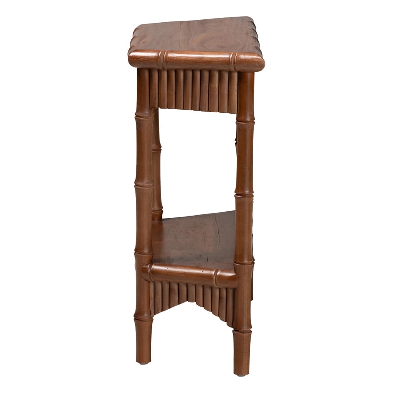 bali & pari Alessa Mahogany Wood Console Table Fluted Wood Accent Table 32 in