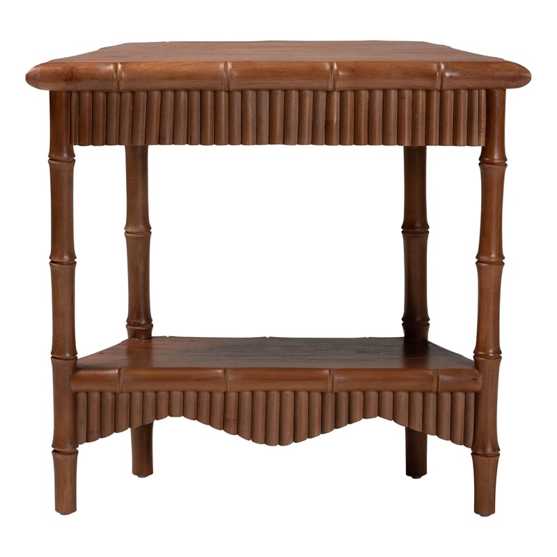 bali & pari Alessa Mahogany Wood Console Table Fluted Wood Accent Table 32 in