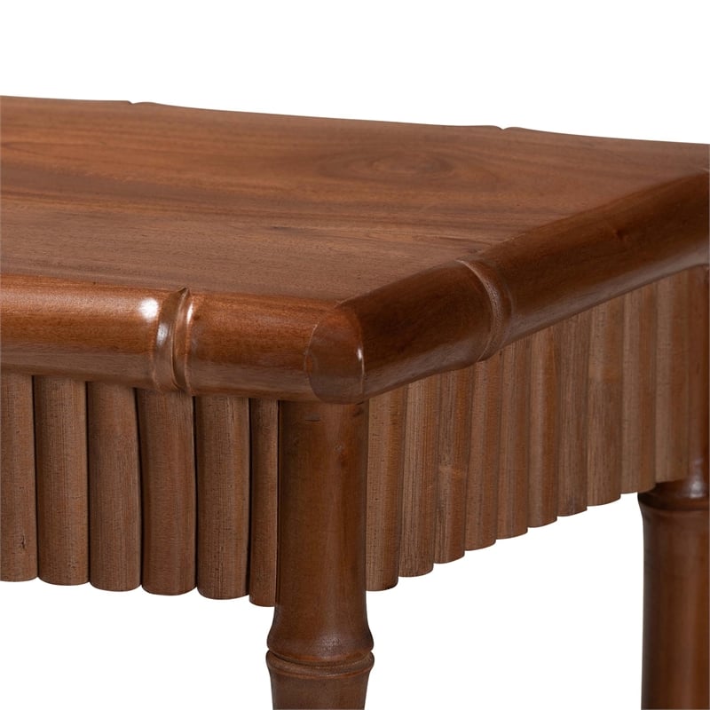 bali & pari Alessa Mahogany Wood Console Table Fluted Wood Accent Table 32 in