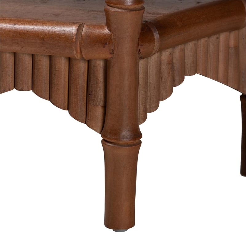 bali & pari Alessa Mahogany Wood Console Table Fluted Wood Accent Table 32 in