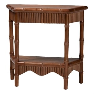 bali & pari Alessa Mahogany Wood Console Table Fluted Wood Accent Table 32 in
